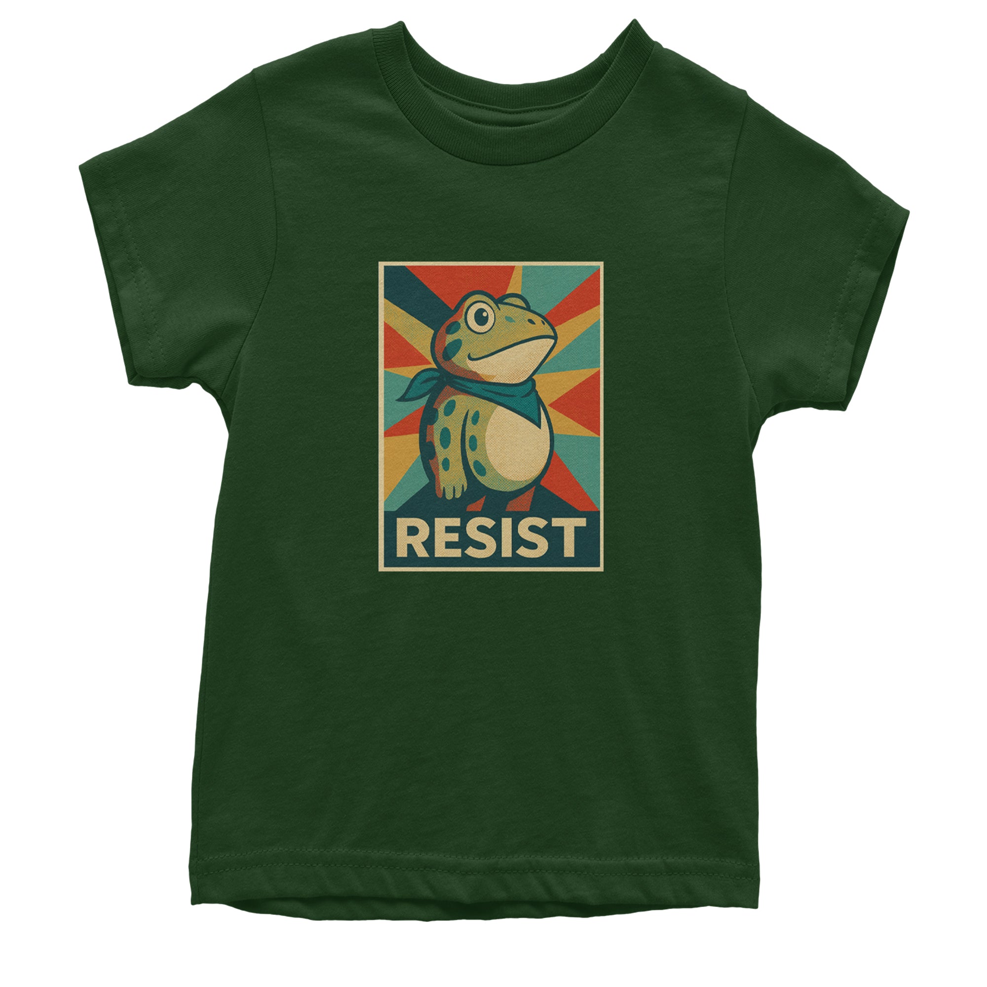 Resist Portland Protest Frog Youth T-shirt Forest Green