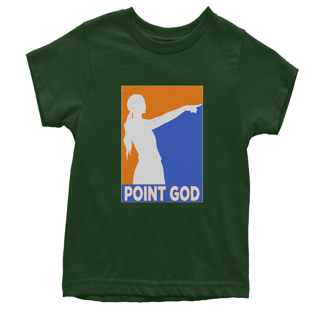 Point God Cunningham Basketball Pointing Meme  Youth T-shirt Forest Green