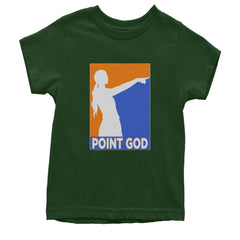 Point God Cunningham Basketball Pointing Meme  Youth T-shirt Forest Green
