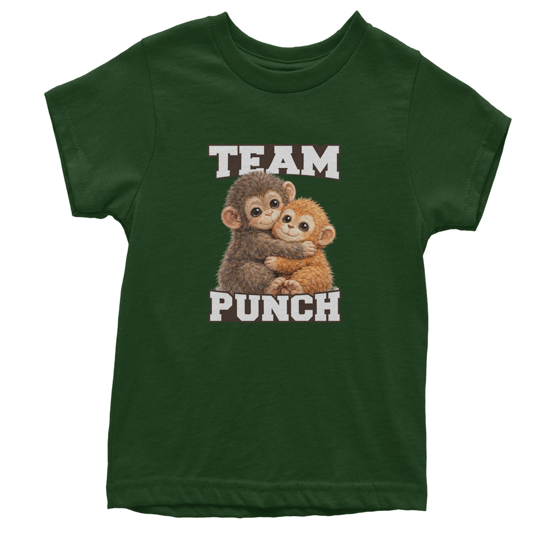 Team Punch Panchi-kun Monkey Youth T-shirt Forest Green