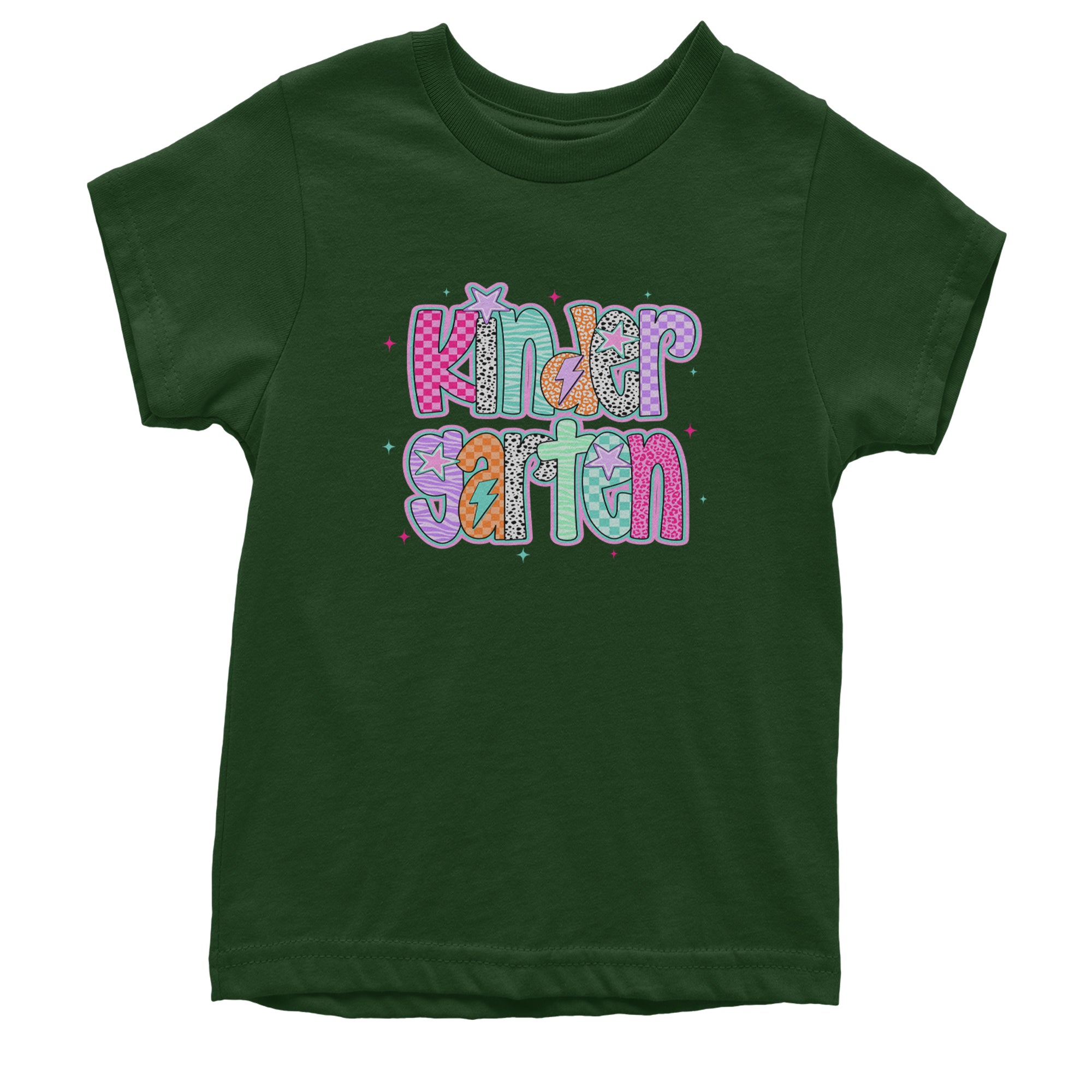 Kindergarten Cutie Colorful Back to School Youth T-shirt Forest Green