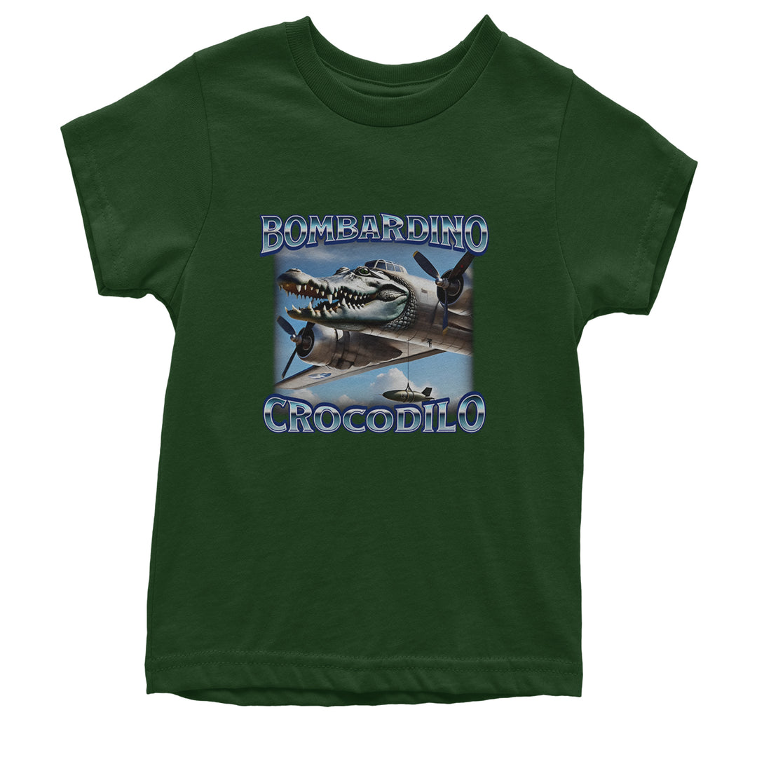 Bombardino Crocodilo Brainrot Youth T-shirt Forest Green