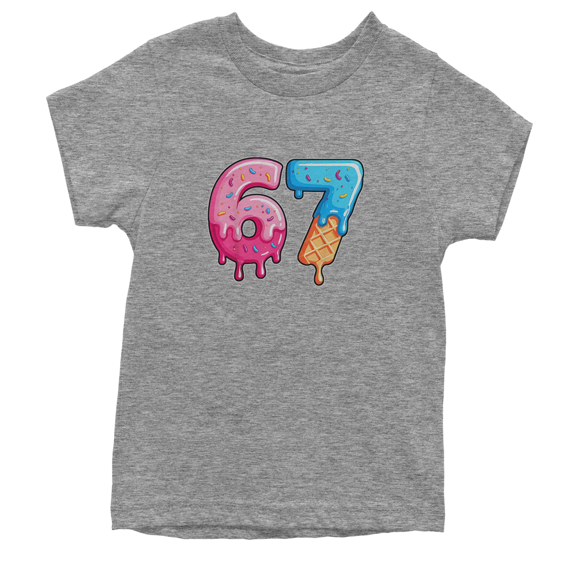 67 Dripping Ice Cream Donut Melt Youth T-shirt Heather Grey