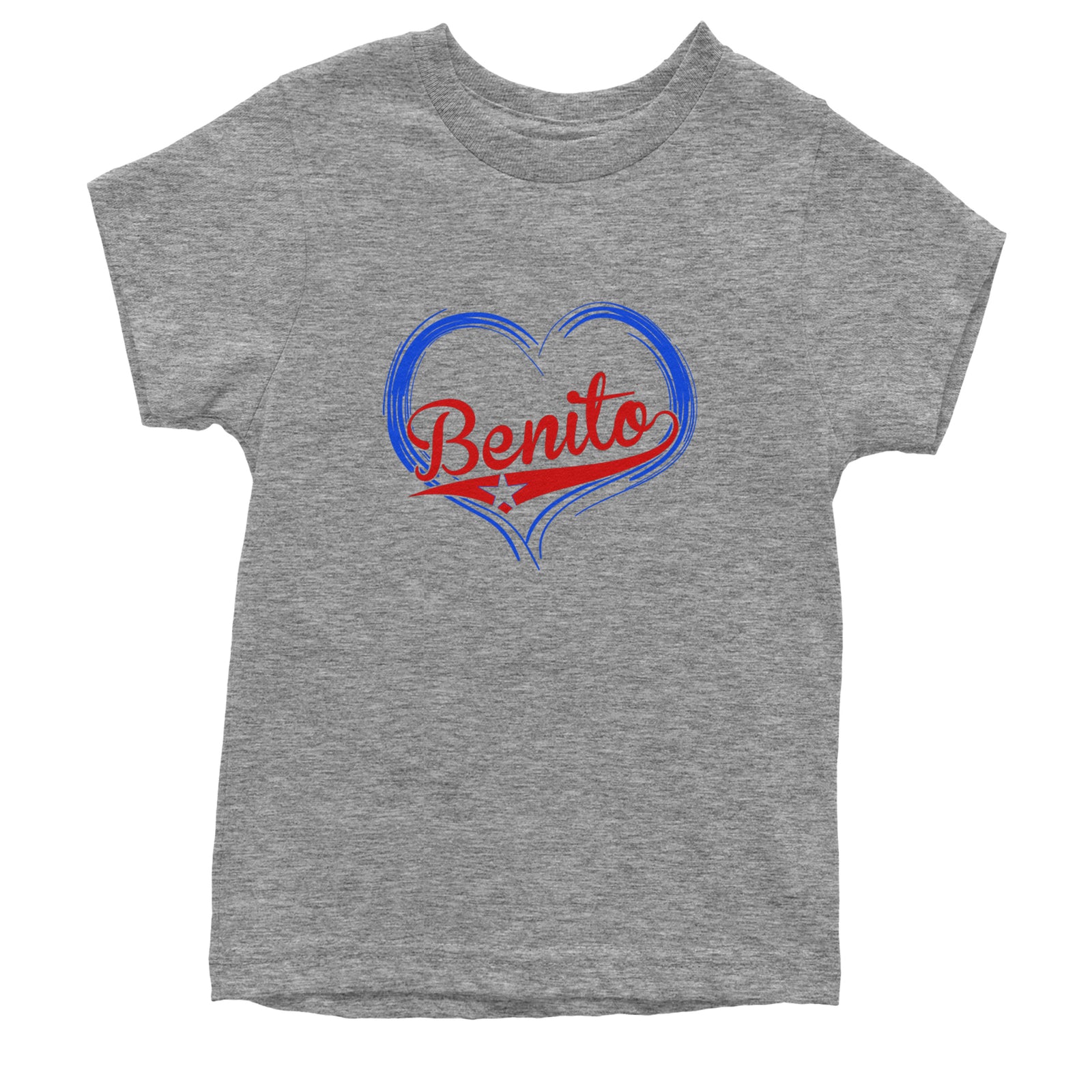 Benito Heart Puerto Rico Youth T-shirt Heather Grey