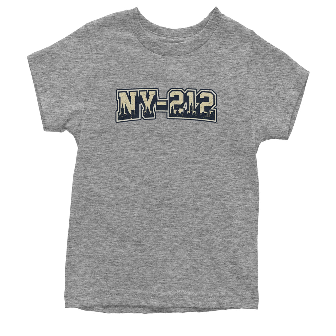New York City 212 Area Code Skyline  Youth T-shirt Heather Grey