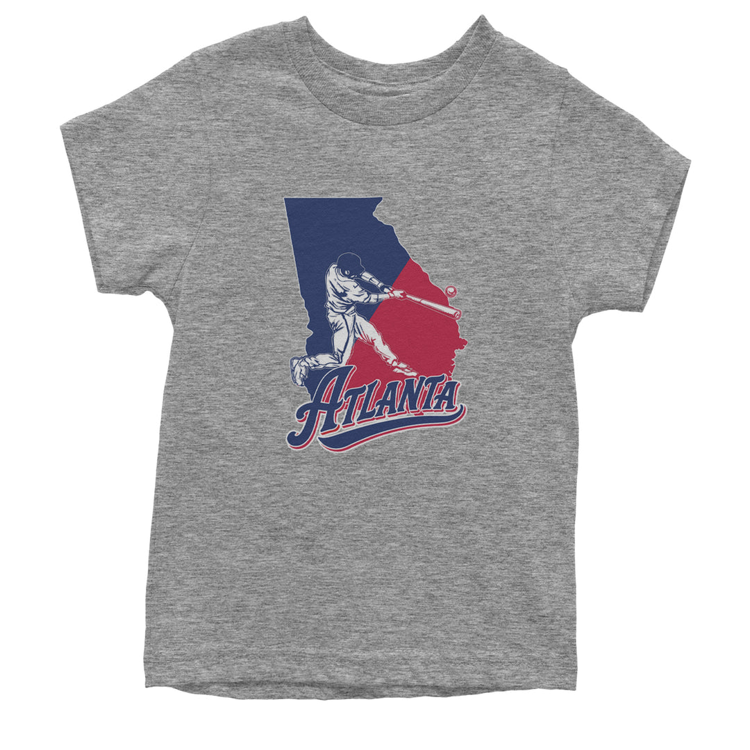Atlanta Georgia Batter Up Youth T-shirt Heather Grey