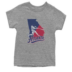 Atlanta Georgia Batter Up Youth T-shirt Heather Grey