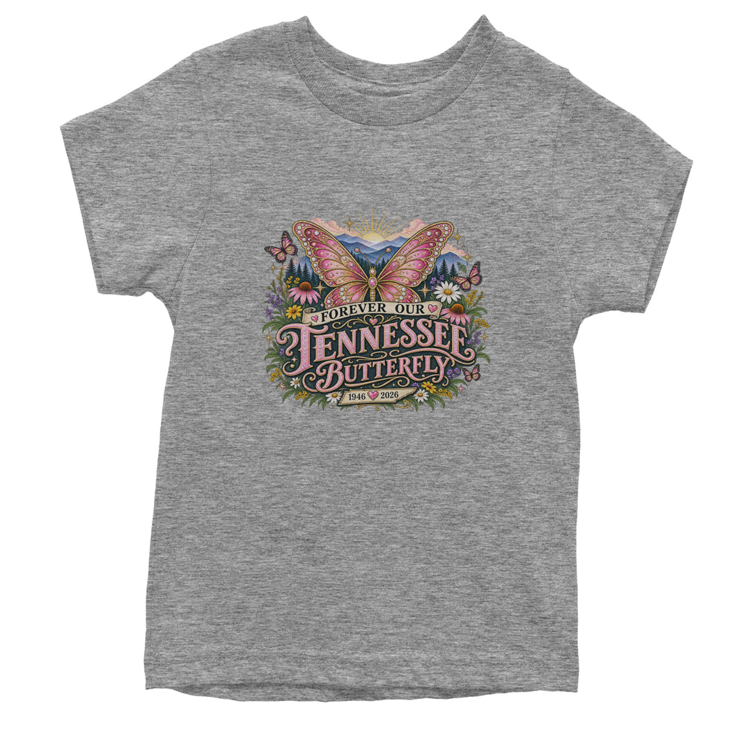 Forever Our Tennessee Butterfly Dolly Youth T-shirt Heather Grey