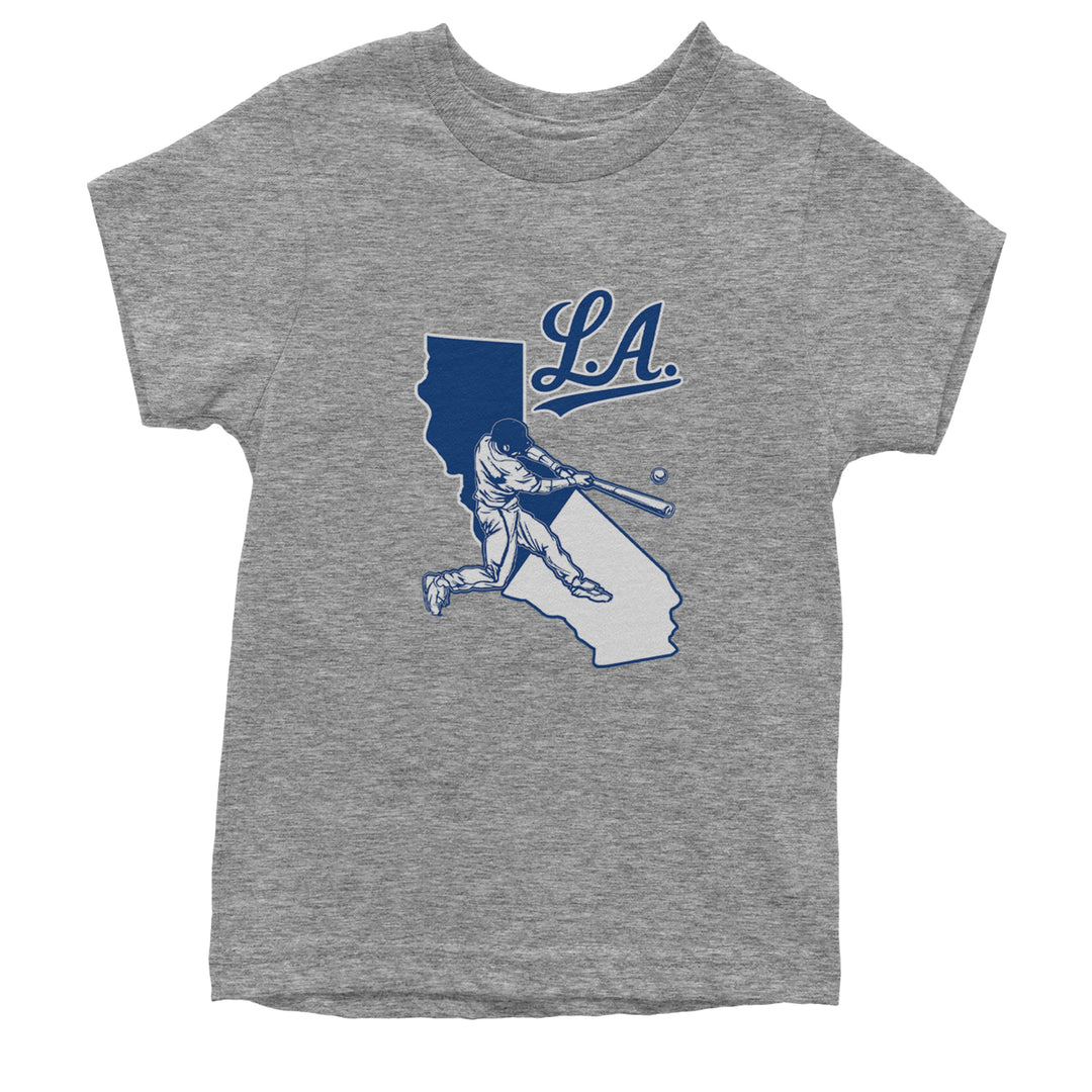 Los Angeles Baseball Batter Up Youth T-shirt Heather Grey