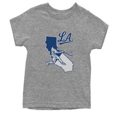 Los Angeles Baseball Batter Up Youth T-shirt Heather Grey