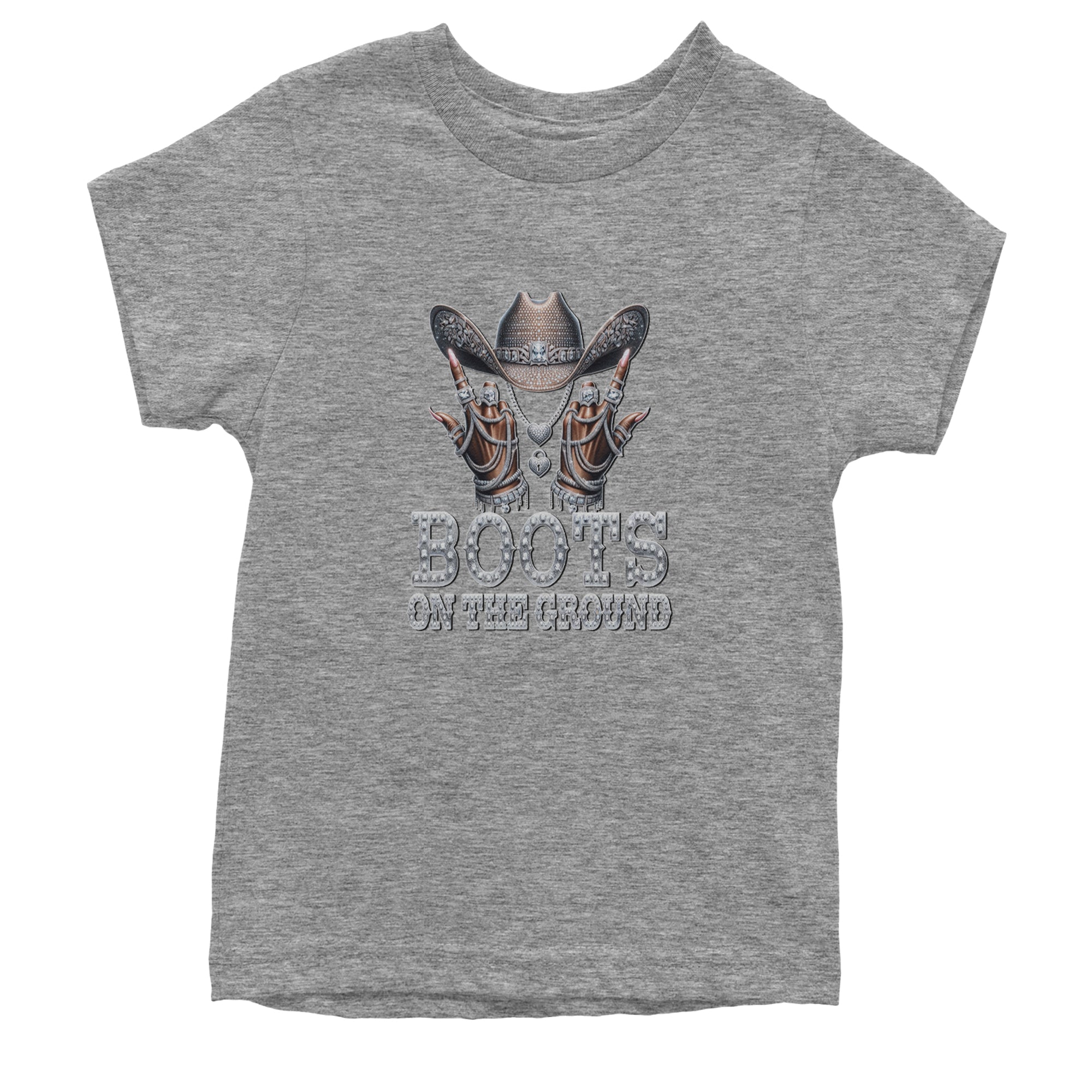 Boots On The Ground Bling Youth T-shirt Heather Grey