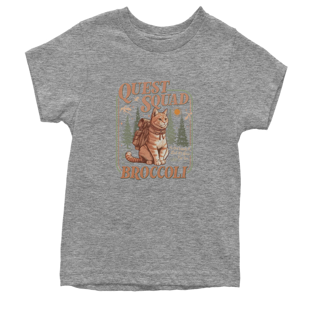 Quest Squad Broccoli Cat Fantasy Reader  Youth T-shirt Heather Grey