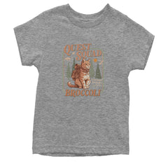 Quest Squad Broccoli Cat Fantasy Reader  Youth T-shirt Heather Grey