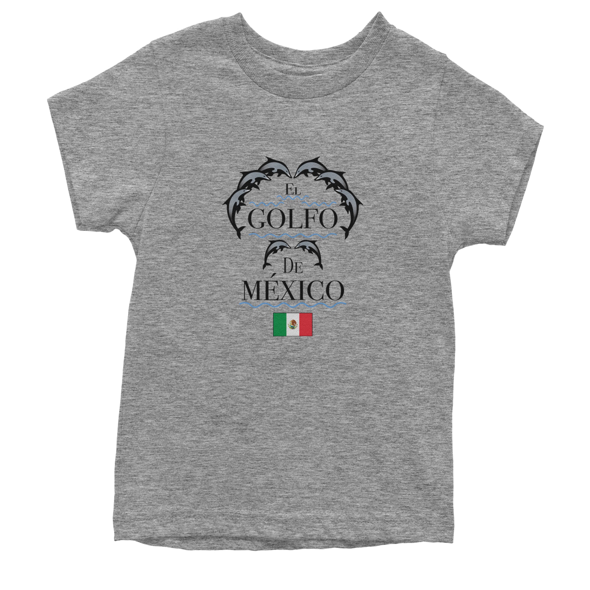 El Golfo De Mexico Dancing Dolphins Youth T-shirt Heather Grey