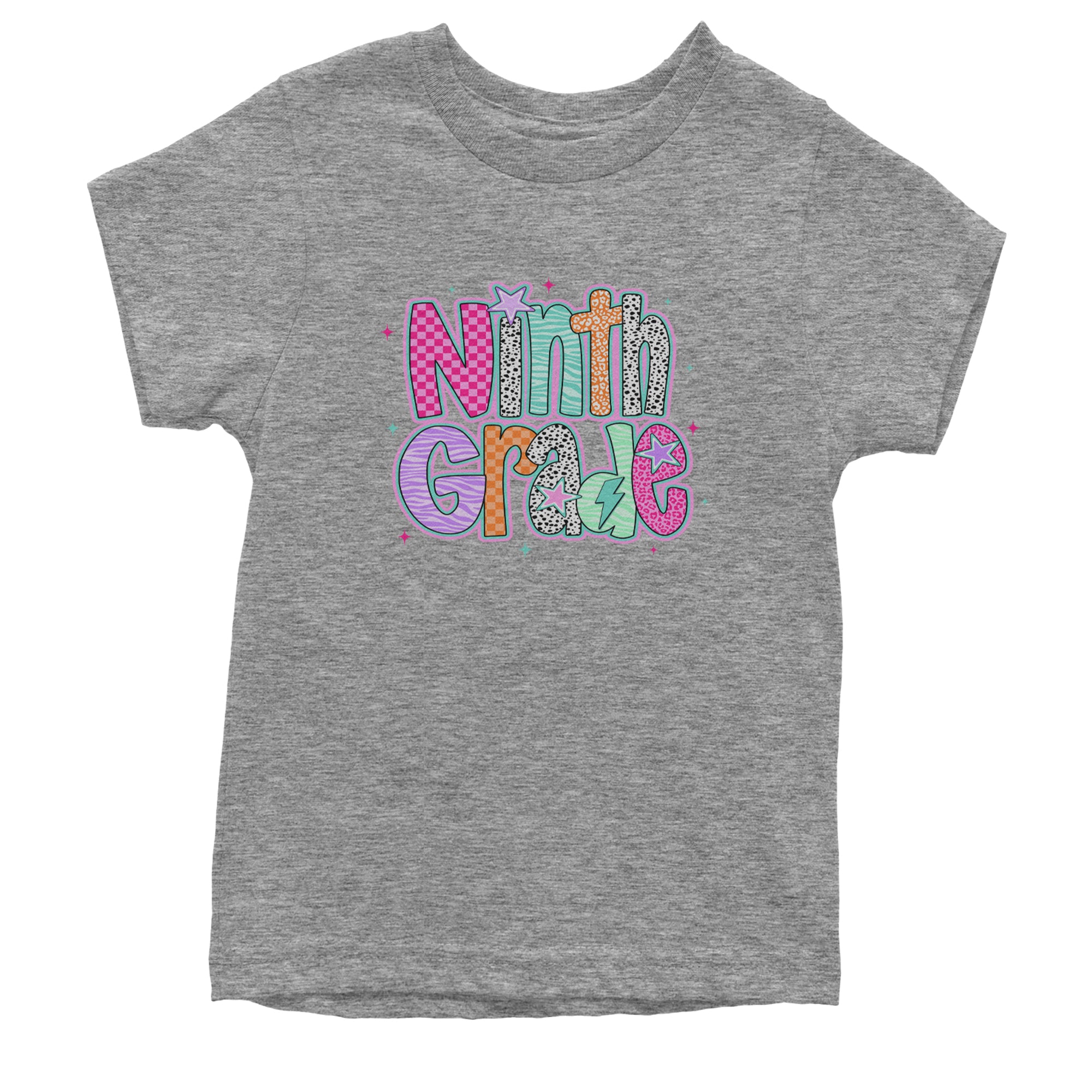 Ninth Grade Freshman Vibes Colorful Back to School Youth T-shirt Heather Grey