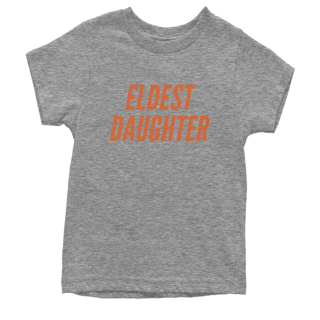 Eldest Daughter graphic on Kids' Heavyweight Cotton T-Shirt in Heather Grey
