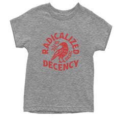 Radicalized by Basic Decency Dove Protest Statement Youth T-shirt Heather Grey