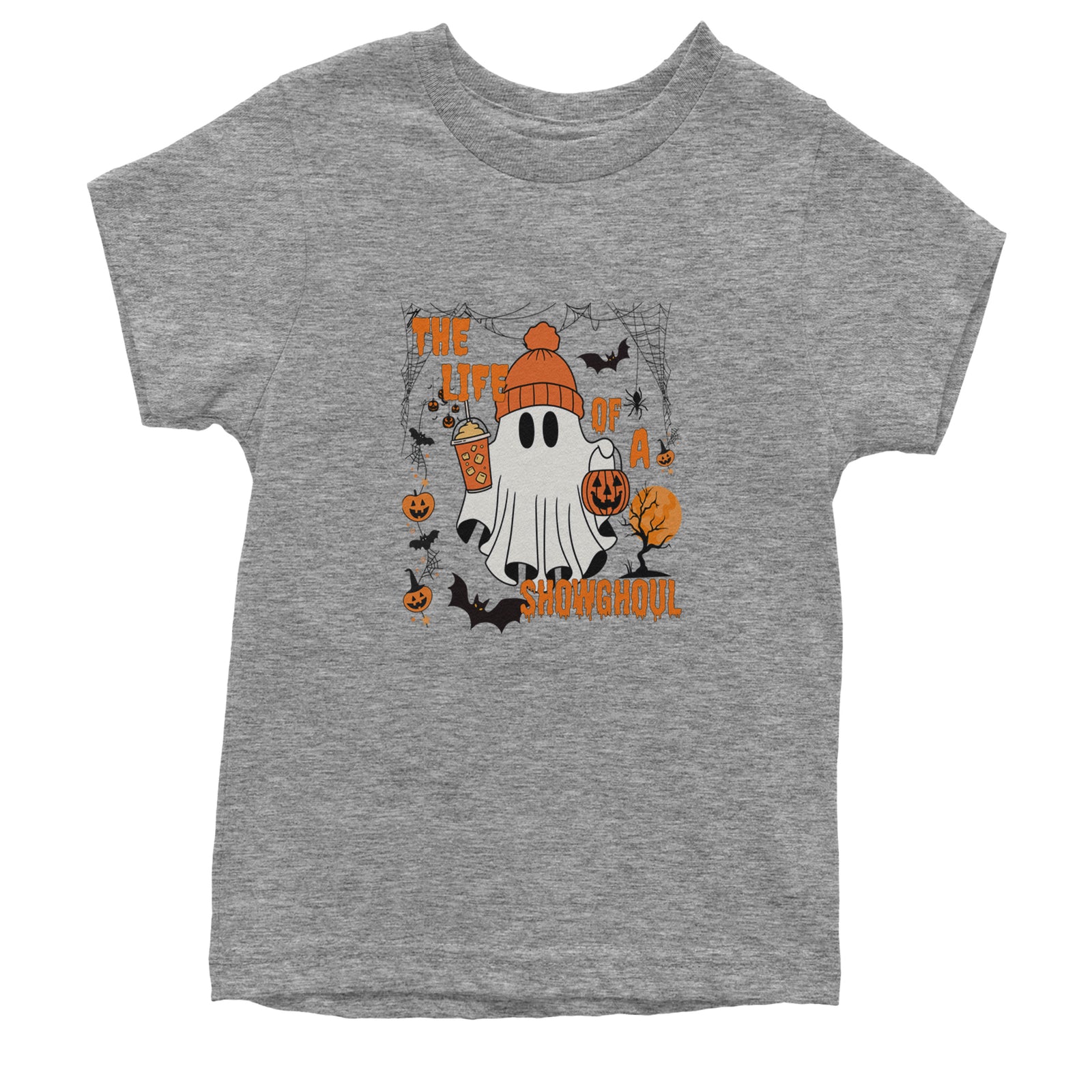 Life of a Showghoul Halloween Showgirl Vibes Youth T-shirt Heather Grey