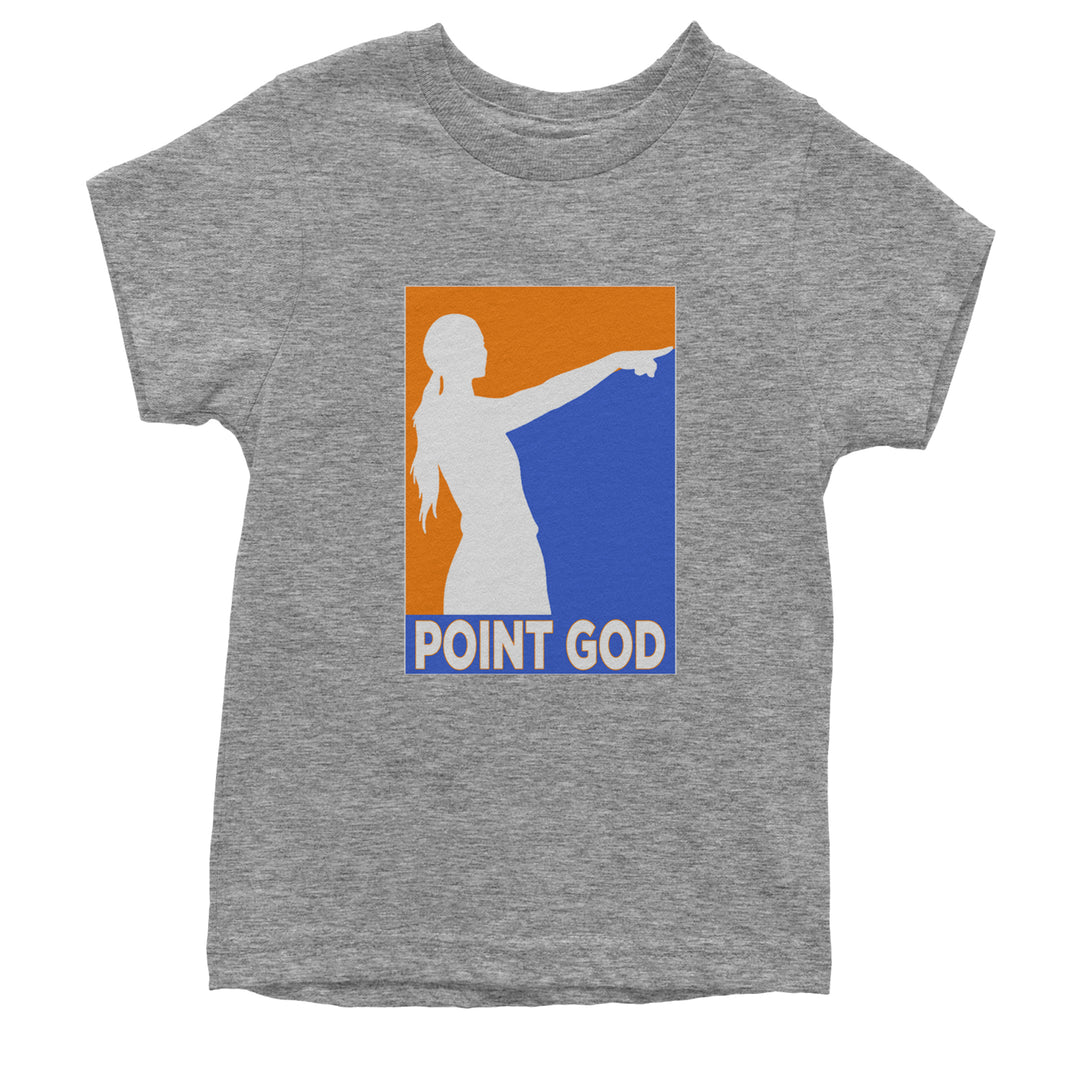 Point God Cunningham Basketball Pointing Meme  Youth T-shirt Heather Grey