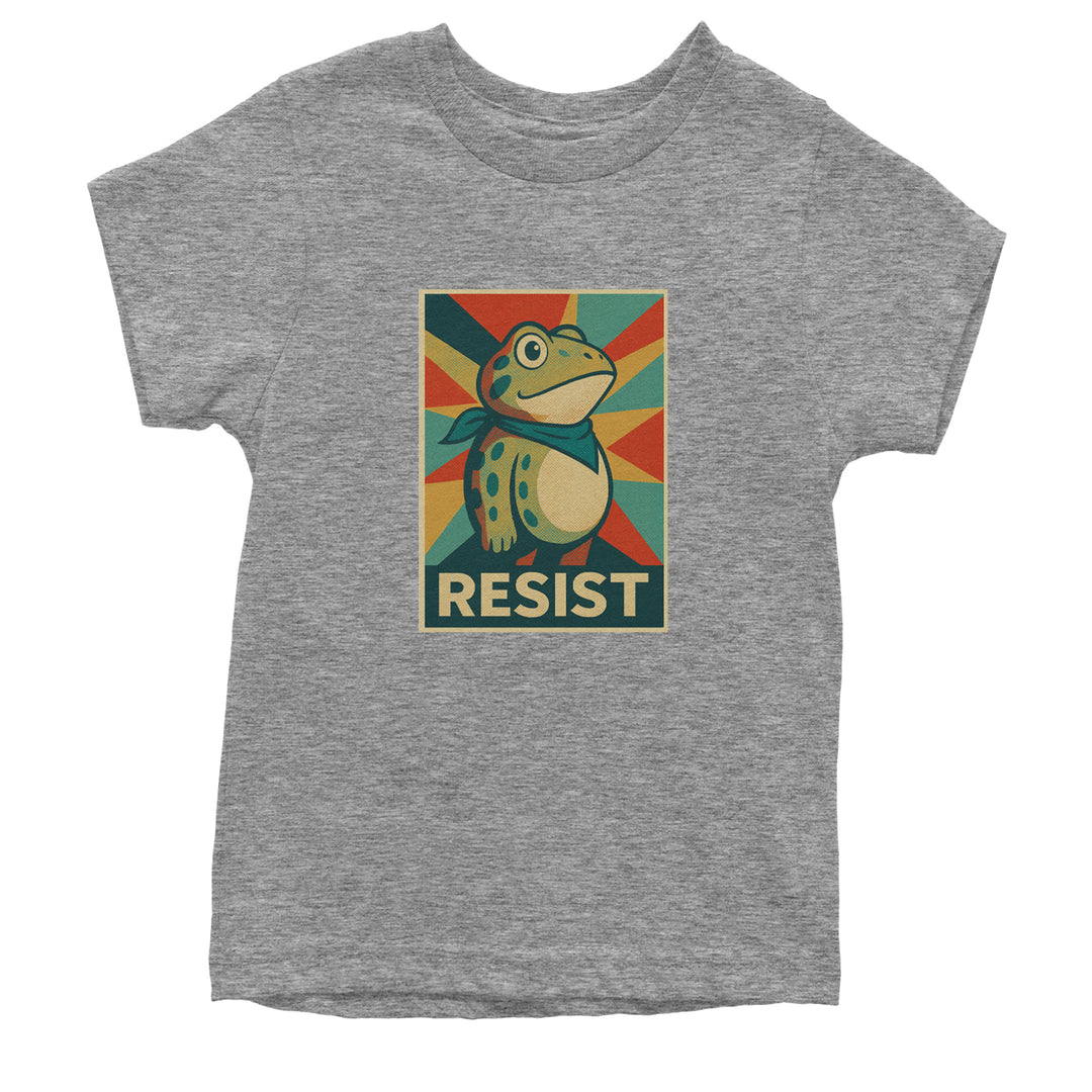 Resist Portland Protest Frog Youth T-shirt Heather Grey
