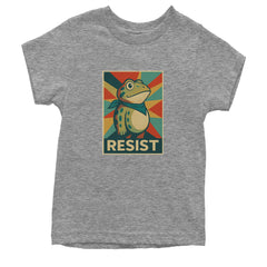 Resist Portland Protest Frog Youth T-shirt Heather Grey