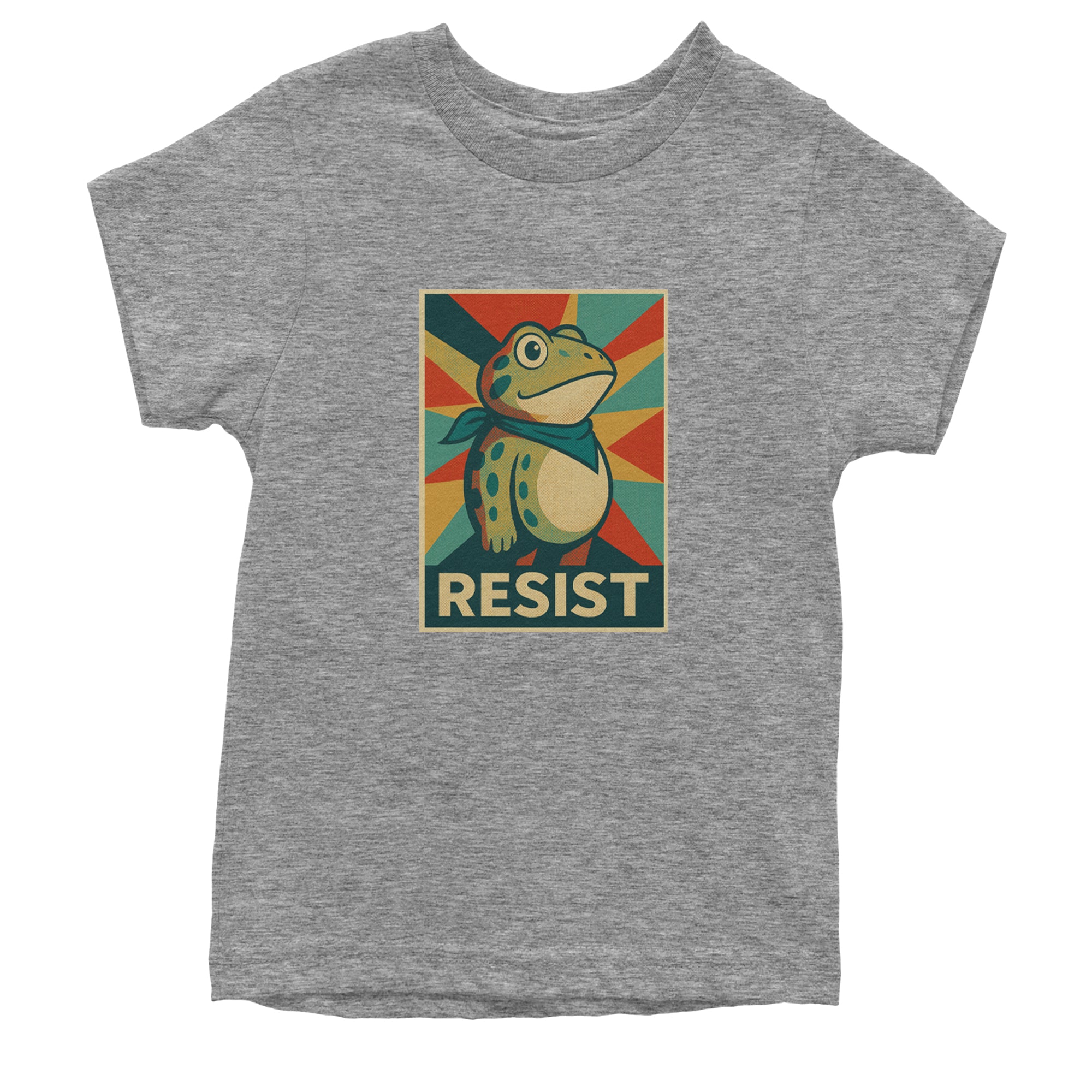 Resist Portland Protest Frog Youth T-shirt Heather Grey