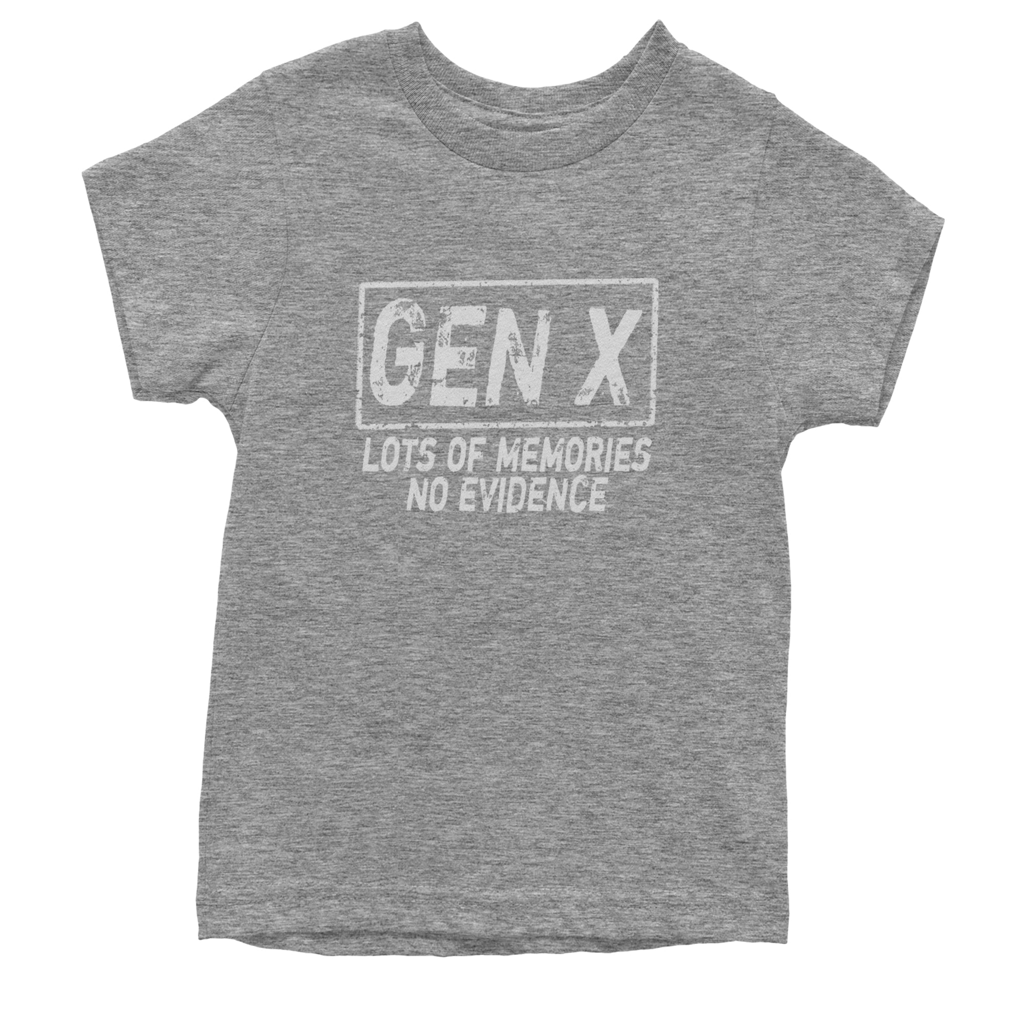 Gen X Lots of Memories No Evidence Nostalgia Youth T-shirt Heather Grey