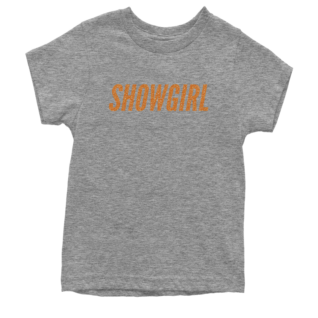Showgirl Orange Glitter Youth T-shirt Heather Grey