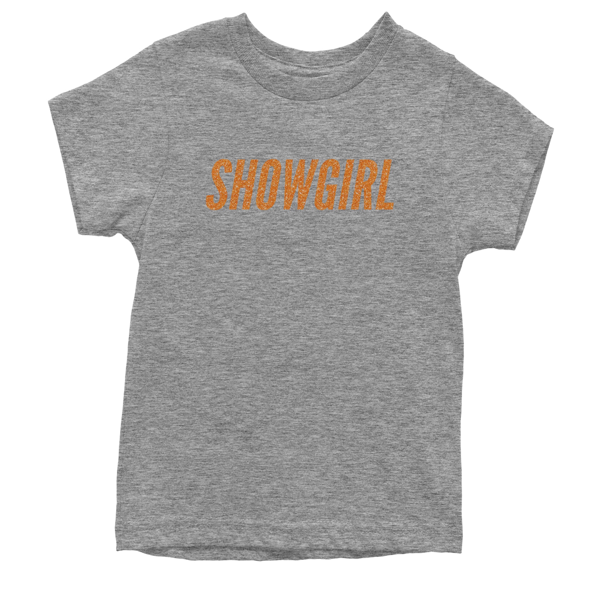 Showgirl Orange Glitter Youth T-shirt Heather Grey