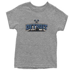 Detroit Motor City Retro Piston Youth T-shirt Heather Grey