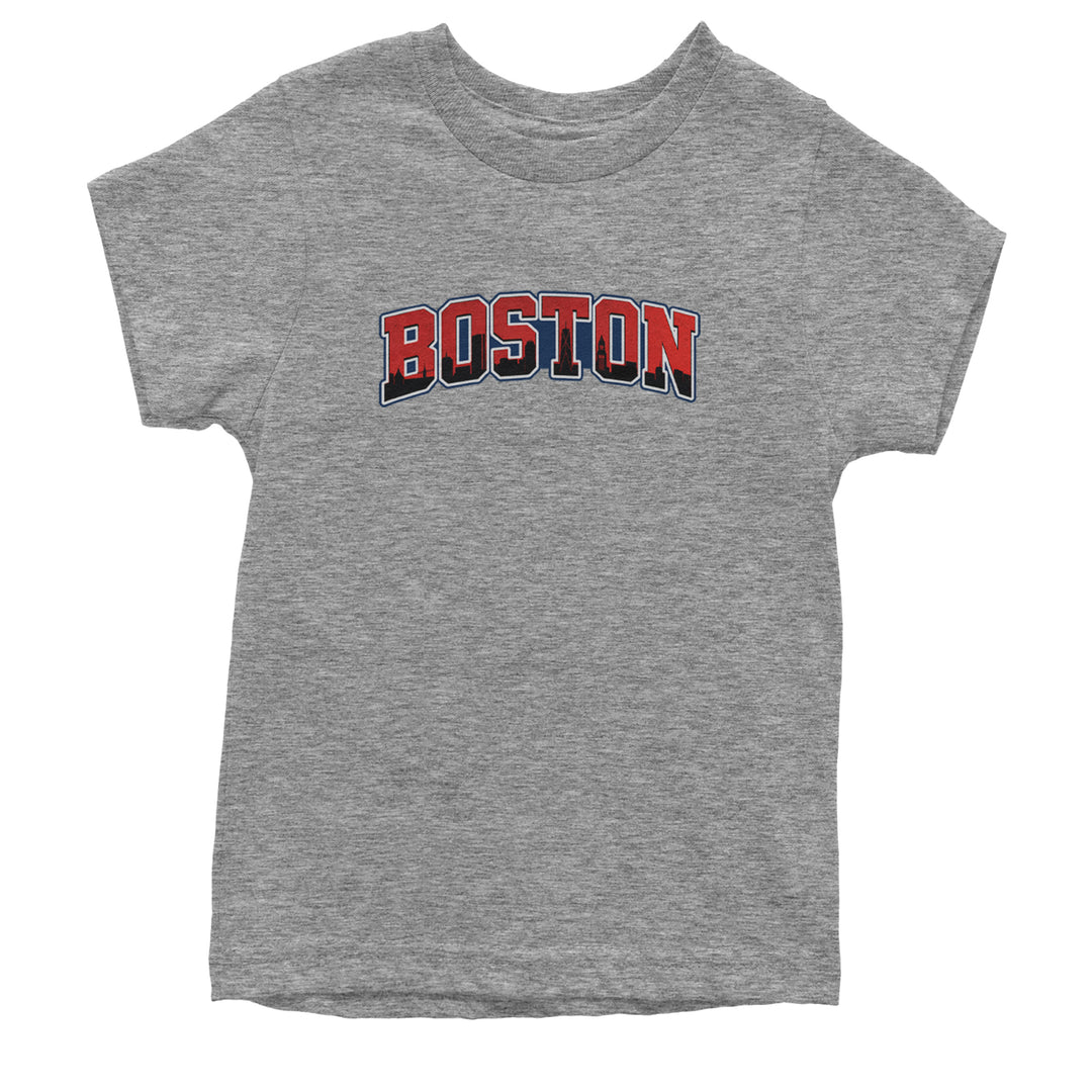 Boston City Pride Skyline Youth T-shirt Heather Grey