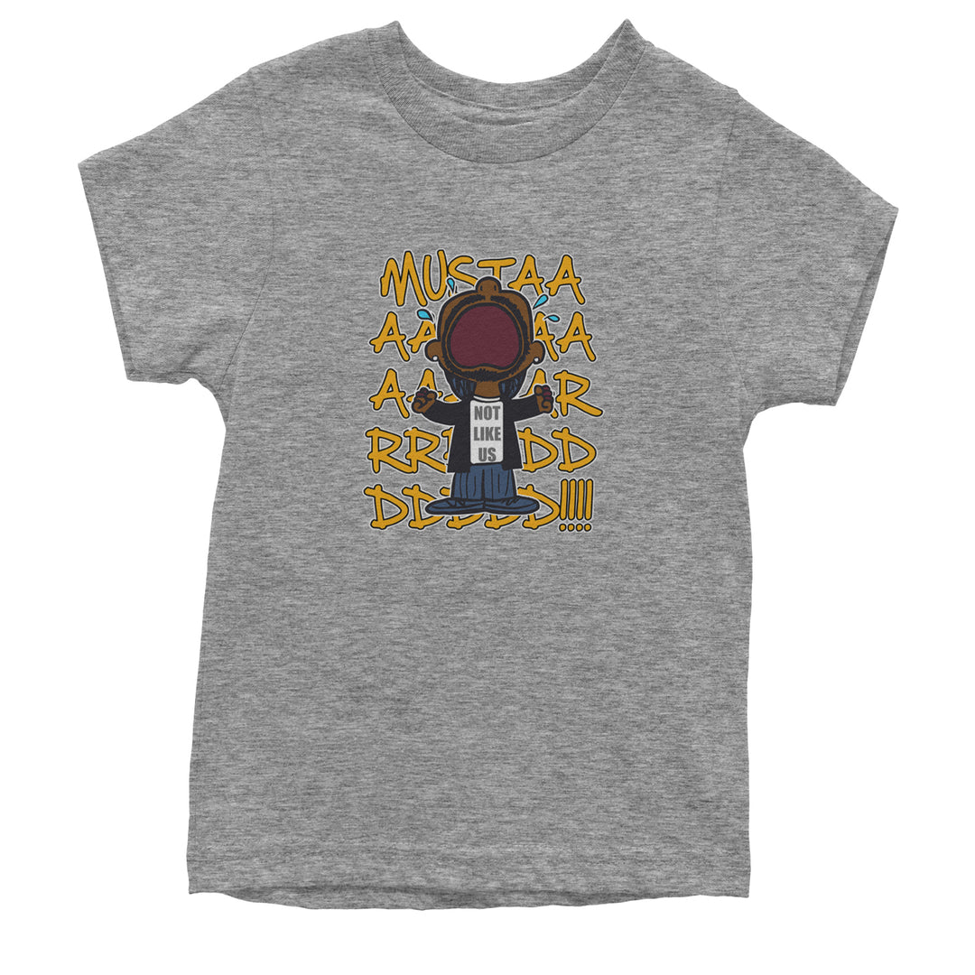 MUSTARD! Not Like Us Tv Off graphic on Kids' Heavyweight Cotton T-Shirt in Heather Grey