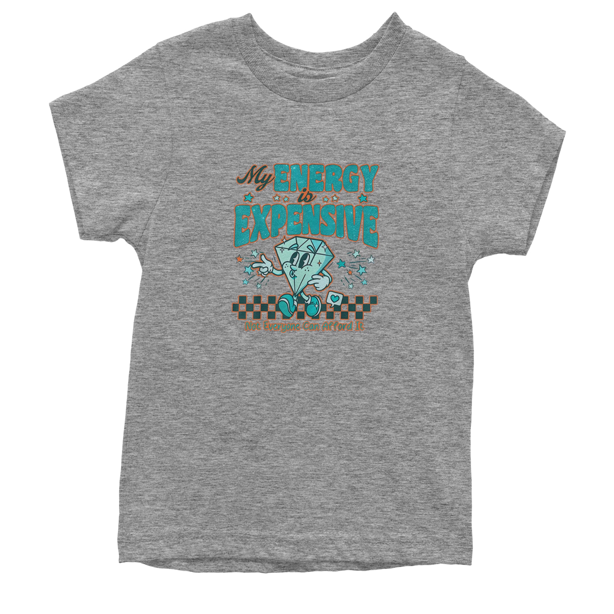 Diamond My Energy Is Expensive Youth T-shirt Heather Grey