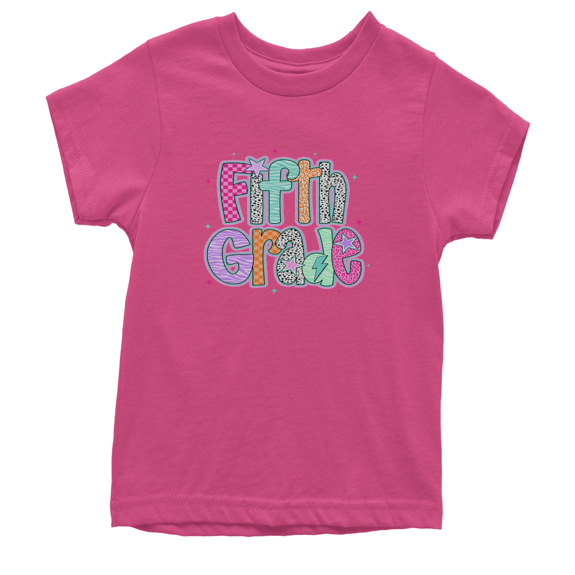 Fifth Grade Fly Colorful Back to School Youth T-shirt Hot Pink