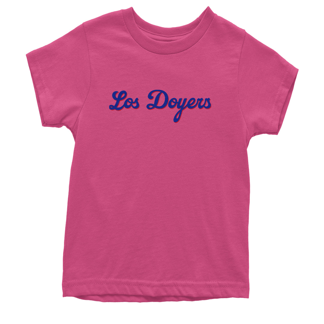 Los Doyers LA Baseball Youth T-shirt Hot Pink