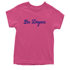 Los Doyers LA Baseball Youth T-shirt Hot Pink