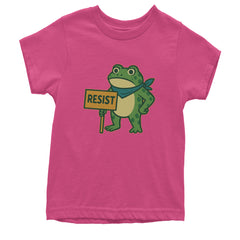 Sign Resist Meme Frog Protest Youth T-shirt Hot Pink