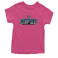 Detroit Motor City Retro Piston Youth T-shirt Hot Pink