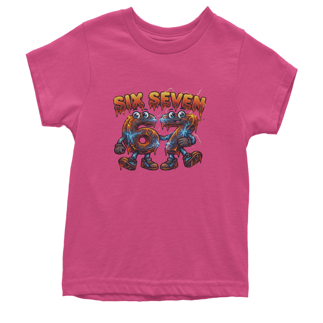 67 Lava Lightning Six Seven Meme Youth T-shirt Hot Pink