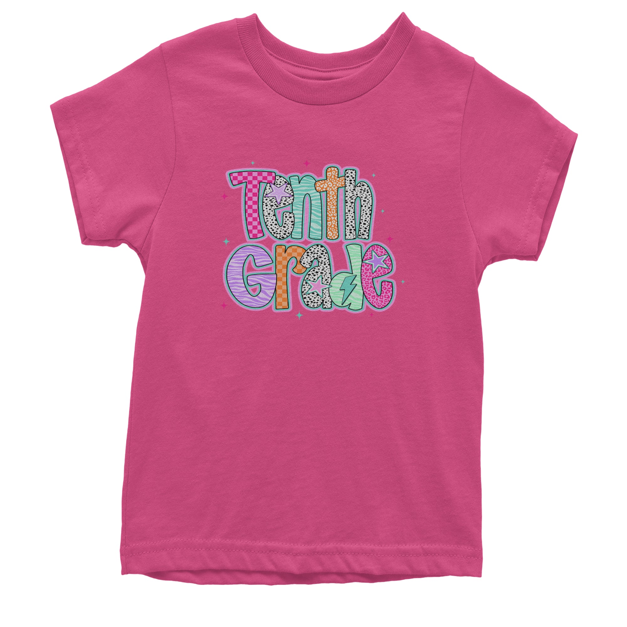 Tenth Grade Trendsetter Colorful Back to School Youth T-shirt Hot Pink