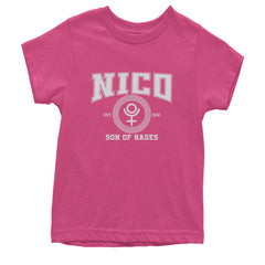 Nico Son of Hades Underworld Crest Youth T-shirt Hot Pink