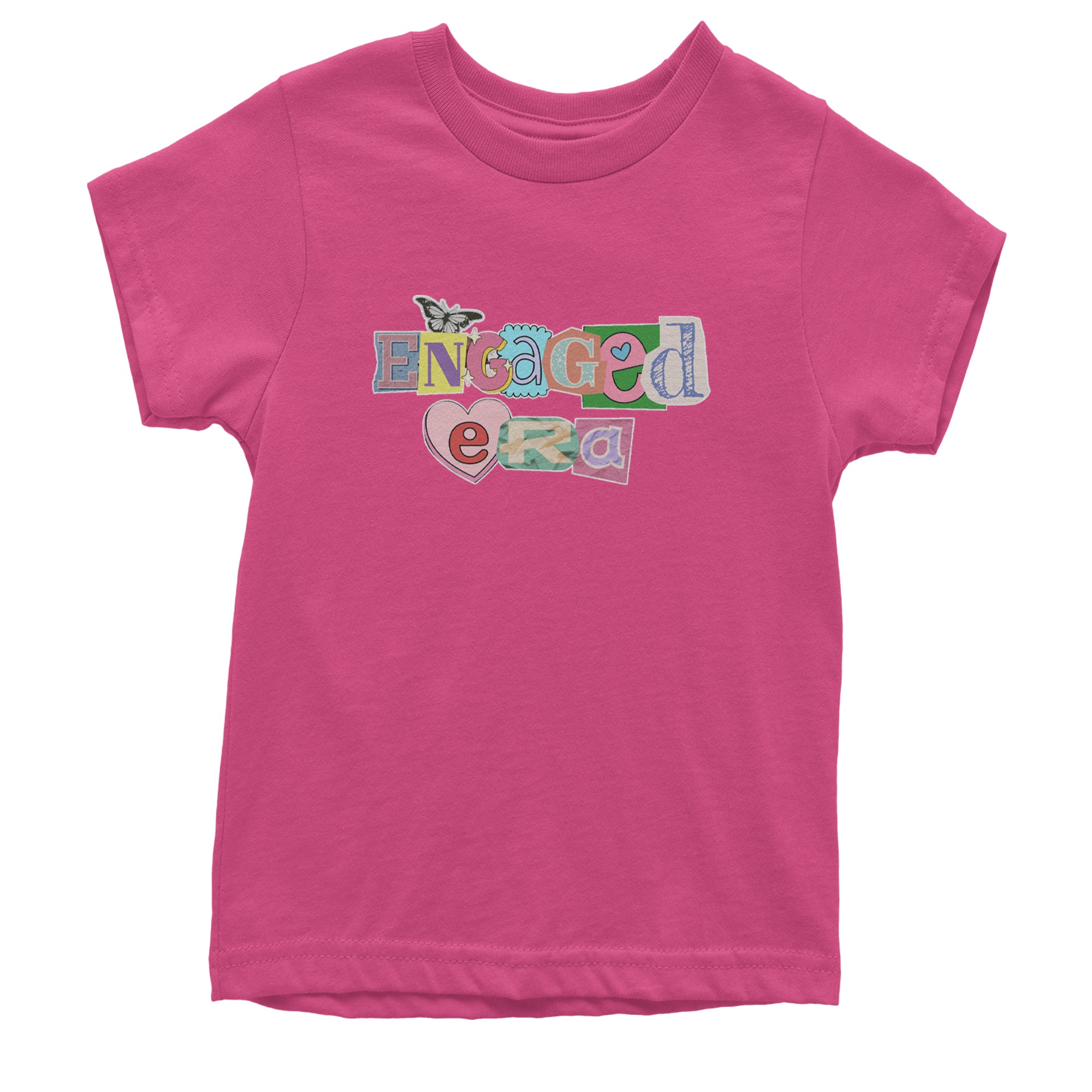 Engaged Era Aesthetic Retro Collage Design Youth T-shirt Hot Pink