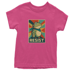 Resist Portland Protest Frog Youth T-shirt Hot Pink