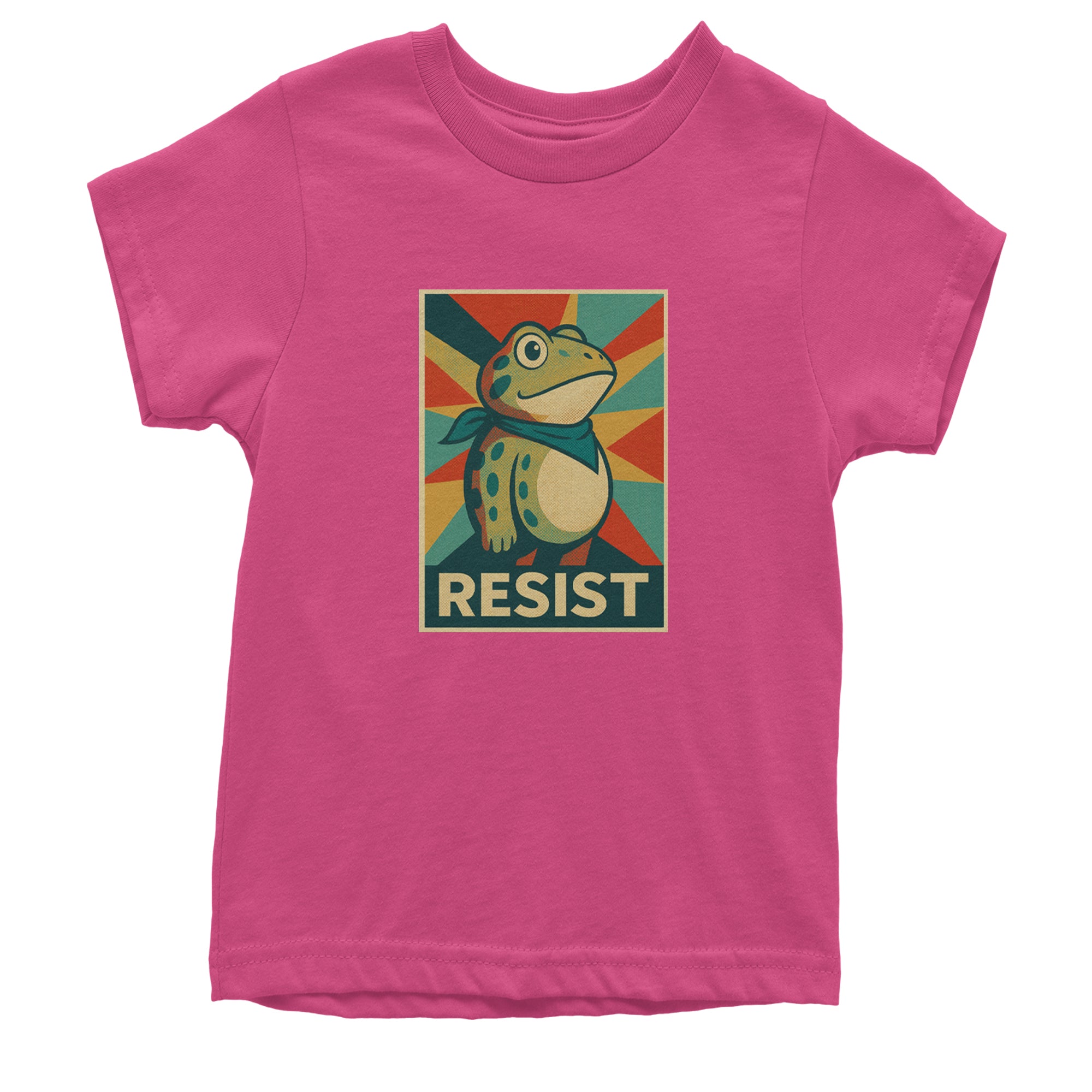 Resist Portland Protest Frog Youth T-shirt Hot Pink