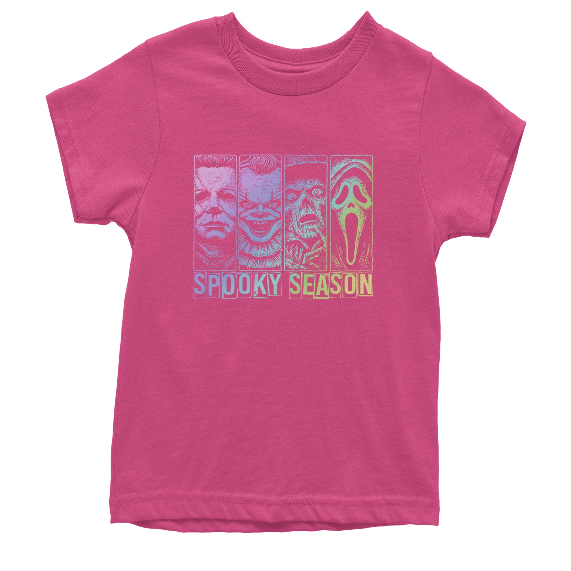 Spooky Season Horror Icons Halloween Youth T-shirt Hot Pink
