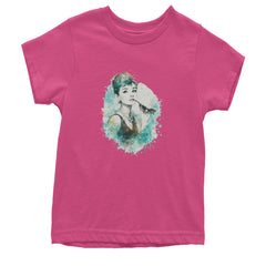 Mrs. Herpburn Iconic Watercolors Youth T-shirt Hot Pink