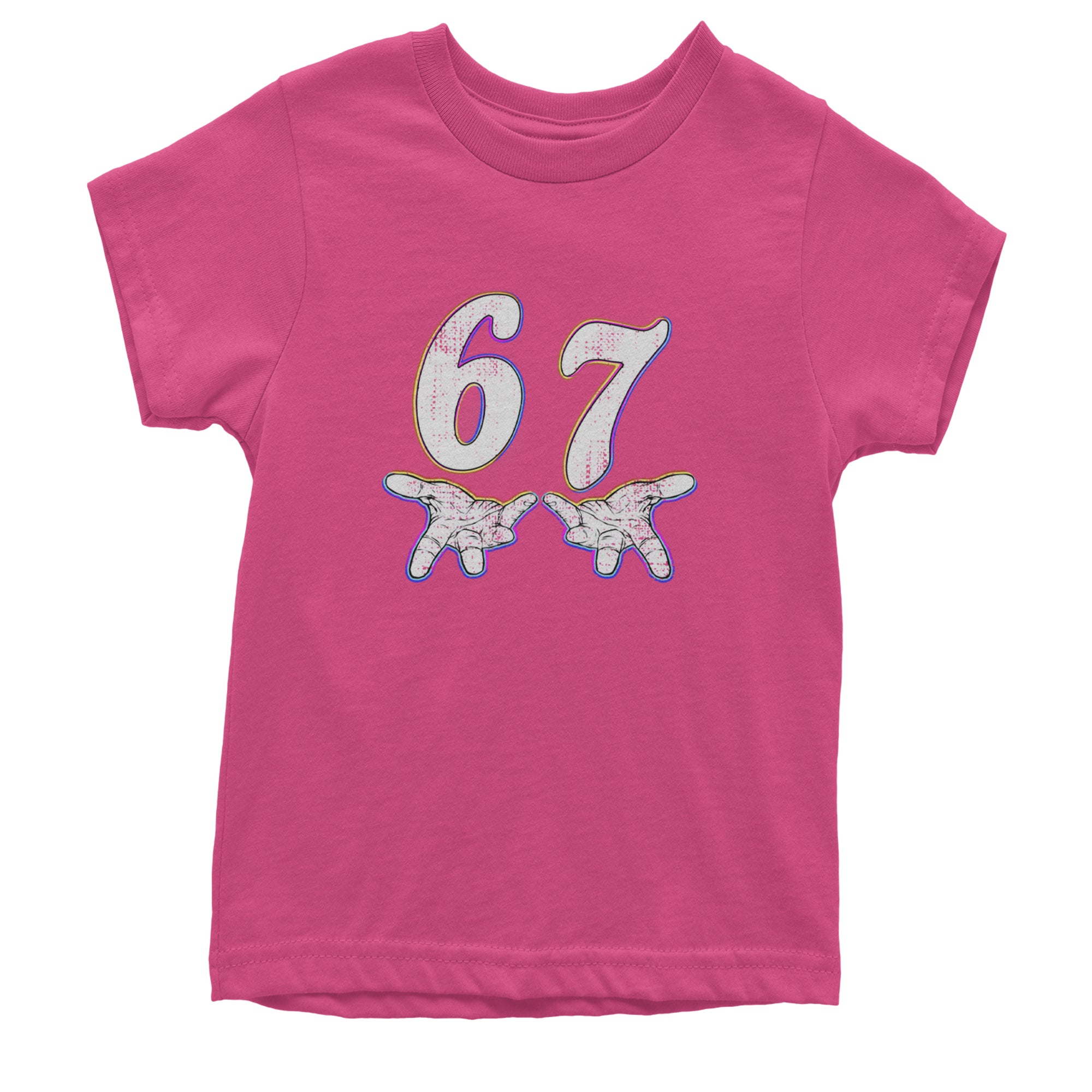 67 Hands Meme Viral Drill Youth T-shirt Hot Pink