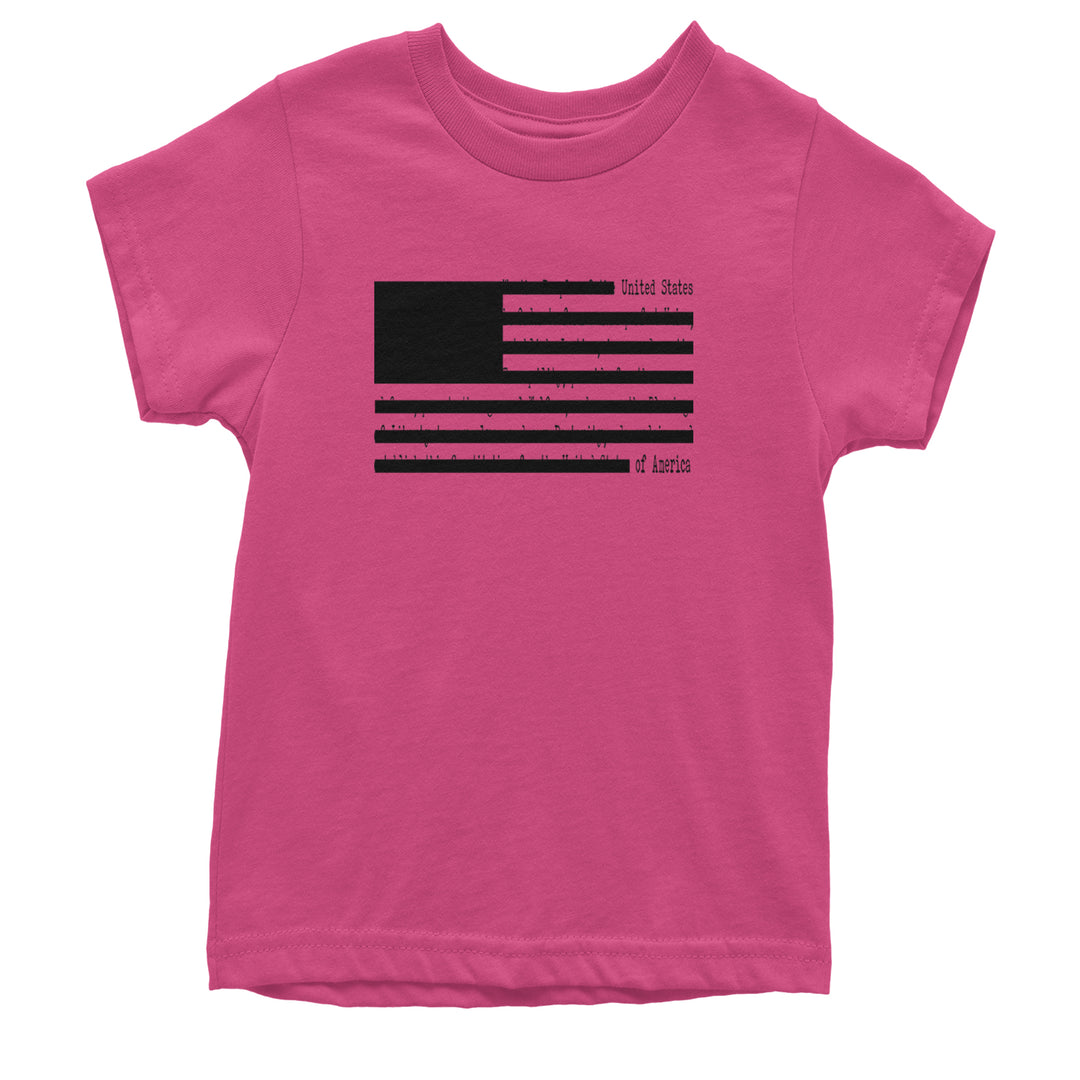 Redacted American Flag Youth T-shirt Hot Pink
