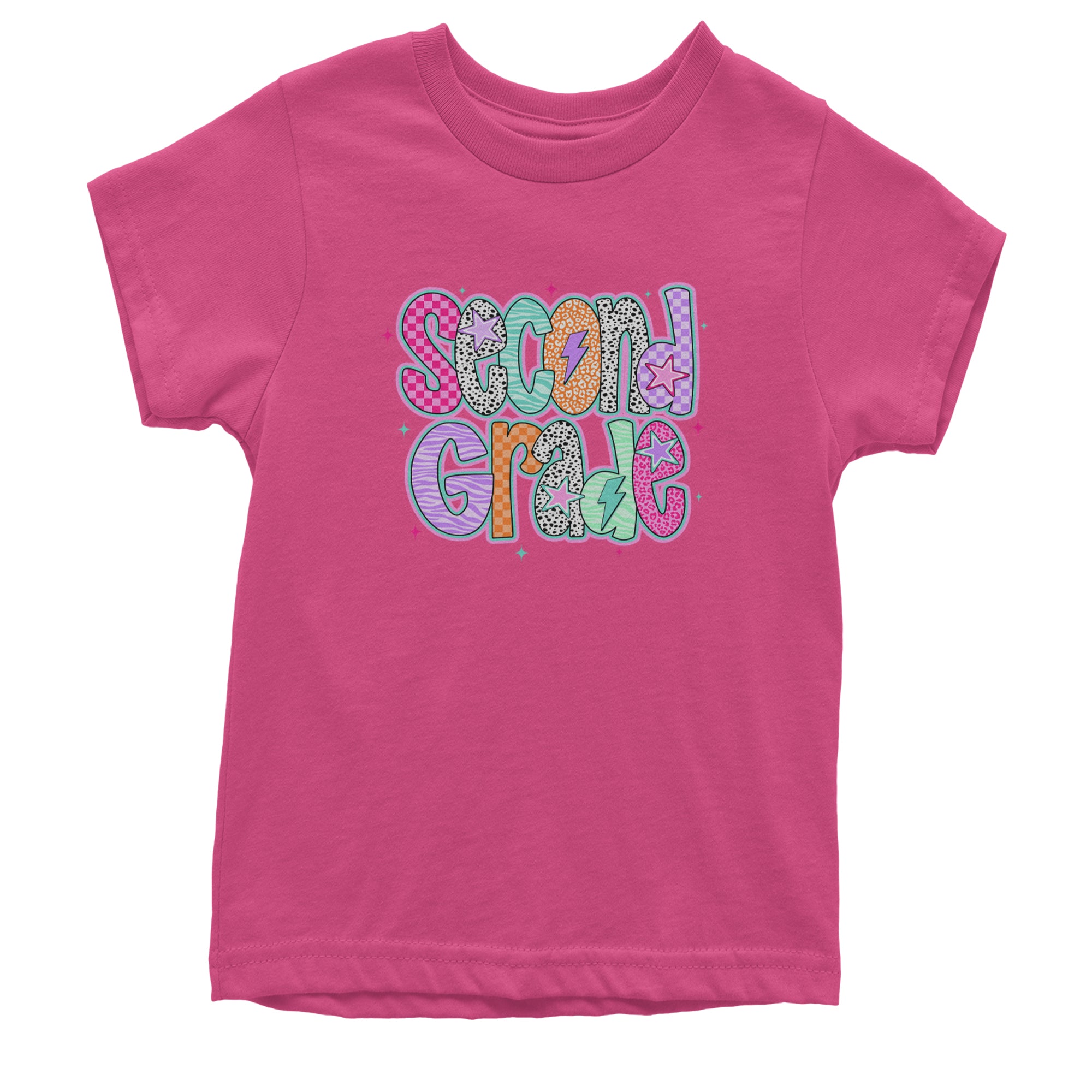 Second Grade Star Colorful Back to School Youth T-shirt Hot Pink