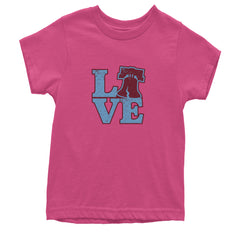 Love Philly Liberty Bell Youth T-shirt Hot Pink